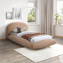  Color_Tan  Size_Twin  -- Genesis Beige Teddy Fabric Upholstered Floating Twin Bed IMAGE 2