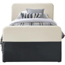  Meridian Ivy Black Velvet Upholstered Twin Trundle / Storage Bed IMAGE 3