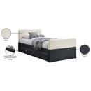  Meridian Ivy Black Velvet Upholstered Twin Trundle / Storage Bed IMAGE 9