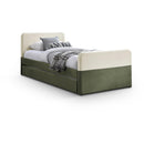  Meridian Ivy Olive Velvet Upholstered Twin Trundle / Storage Bed IMAGE 1