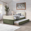  Meridian Ivy Olive Velvet Upholstered Twin Trundle / Storage Bed IMAGE 2