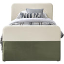  Meridian Ivy Olive Velvet Upholstered Twin Trundle / Storage Bed IMAGE 3