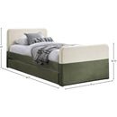  Meridian Ivy Olive Velvet Upholstered Twin Trundle / Storage Bed IMAGE 8