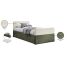 Meridian Ivy Olive Velvet Upholstered Twin Trundle / Storage Bed IMAGE 9