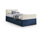  Meridian Ivy Navy Velvet Upholstered Twin Trundle / Storage Bed IMAGE 1