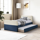  Meridian Ivy Navy Velvet Upholstered Twin Trundle / Storage Bed IMAGE 2