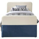  Meridian Ivy Navy Velvet Upholstered Twin Trundle / Storage Bed IMAGE 3