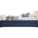  Meridian Ivy Navy Velvet Upholstered Twin Trundle / Storage Bed IMAGE 4