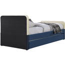  Meridian Ivy Navy Velvet Upholstered Twin Trundle / Storage Bed IMAGE 5