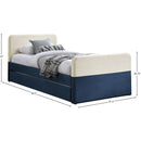  Meridian Ivy Navy Velvet Upholstered Twin Trundle / Storage Bed IMAGE 8