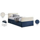  Meridian Ivy Navy Velvet Upholstered Twin Trundle / Storage Bed IMAGE 9