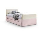  Meridian Ivy Pink Velvet Upholstered Twin Trundle / Storage Bed IMAGE 1