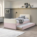  Meridian Ivy Pink Velvet Upholstered Twin Trundle / Storage Bed IMAGE 2