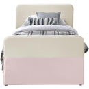  Meridian Ivy Pink Velvet Upholstered Twin Trundle / Storage Bed IMAGE 3