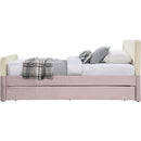  Meridian Ivy Pink Velvet Upholstered Twin Trundle / Storage Bed IMAGE 4