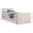  Meridian Ivy Pink Velvet Upholstered Twin Trundle / Storage Bed IMAGE 8