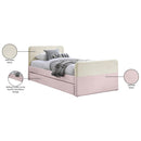  Meridian Ivy Pink Velvet Upholstered Twin Trundle / Storage Bed IMAGE 9