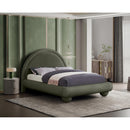 Meridian Madrid Green Velvet Queen Bed IMAGE 2