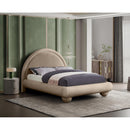  Color_Taupe  Size_Full  --  Madrid Taupe Velvet Upholstered Full Bed IMAGE 2