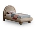  Color_Taupe Size_Twin -- Madrid Taupe Velvet Upholstered Twin Bed IMAGE 1