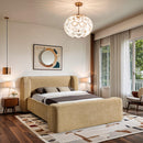  Color_Beige  Size_King  -- Modena Beige Chenille Fabric Upholstered King Bed IMAGE 2