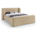  Meridian Modena Beige Chenille Fabric Upholstered Queen Bed IMAGE 1