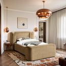  Color_Beige  Size_Twin  -- Modena Beige Chenille Fabric Upholstered Twin Bed IMAGE 2