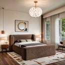  Color_Brown  Size_Queen  -- Modena Brown Chenille Fabric Upholstered Queen Bed IMAGE 2