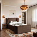  Meridian Modena Brown Chenille Fabric Upholstered Twin Bed IMAGE 2