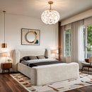  Color_Cream  Size_King  -- Modena Cream Chenille Fabric Upholstered King Bed IMAGE 2