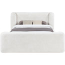  Meridian Modena Cream Chenille Fabric Upholstered Queen Bed IMAGE 3