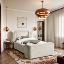  Color_Cream  Size_Twin  -- Modena Cream Chenille Fabric Upholstered Twin Bed IMAGE 2