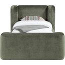  Meridian Modena Green Chenille Fabric Upholstered Twin Bed IMAGE 3
