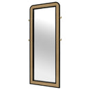  Coaster Furniture Arini 224339 Cane Weave Full Length Standing Floor Mirror - Black IMAGE 3