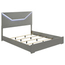  Size_King --  Ives 224971KE Eastern King Panel Bed LED Headboard - Grey High Gloss IMAGE 1