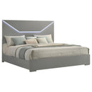  Coaster Furniture Ives 224971KE Eastern King Panel Bed LED Headboard - Grey High Gloss IMAGE 2