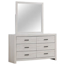 Coaster Furniture Brantford 207053M 6-Drawer Dresser with Mirror - Coastal White IMAGE 1