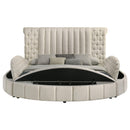  Coaster Furniture Sonya 360111KE Upholstered Eastern King Round Storage Bed - Ivory IMAGE 3
