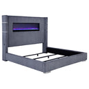 Size_King -- Tisdall 306030KE Upholstered Eastern King Flame Visualizer Bed - Grey IMAGE 1