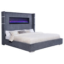  Size_King -- Tisdall 306030KE Upholstered Eastern King Flame Visualizer Bed - Grey IMAGE 2