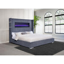  Size_King -- Tisdall 306030KE Upholstered Eastern King Flame Visualizer Bed - Grey IMAGE 5