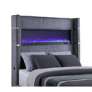  Size_King -- Tisdall 306030KE Upholstered Eastern King Flame Visualizer Bed - Grey IMAGE 6