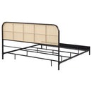  Size_King -- Amherst 360351KE Radio Weave Rattan Metal Eastern King Bed - Black IMAGE 6