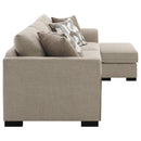  Coaster Furniture Storey 504778 Upholstered Sleeper Sectional Chaise Sofa - Camel IMAGE 12