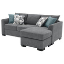  Coaster Furniture Storey 504779 Upholstered Sleeper Sectional Chaise Sofa - Grey IMAGE 8