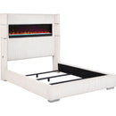  Size_King  -- Tisdall 306032KE Upholstered King Flame Visualizer Bed - Cream IMAGE 1