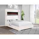  Size_King  -- Tisdall 306032KE Upholstered King Flame Visualizer Bed - Cream IMAGE 2