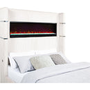  Size_King  -- Tisdall 306032KE Upholstered King Flame Visualizer Bed - Cream IMAGE 7
