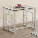 Merced Square Tempered Glass Top End Table Nickel 703737