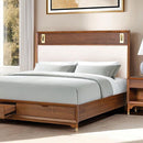  Size_King -- Furniture of America Hepburne Upholstered Panel Bed with Storage IMAGE 1